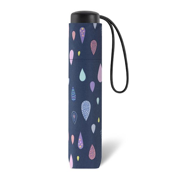 Women's Folding Windproof Umbrella Happy Rain Essentials Drops Blue