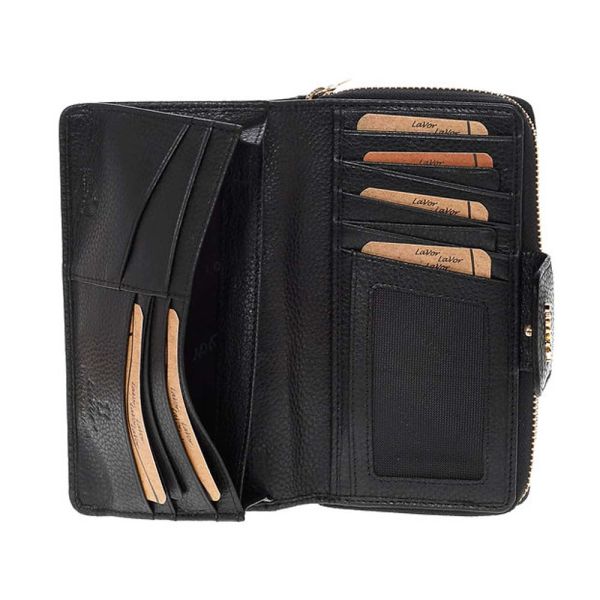 Women's  Horizontal Leather Wallet LaVor Black 6002