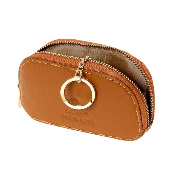 Women's  Horizontal Leather Coins Pouch - Key Holder LaVor 6095 Camel