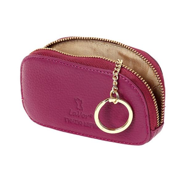 Women's  Horizontal Leather Coins Pouch - Key Holder LaVor 6095 Purple