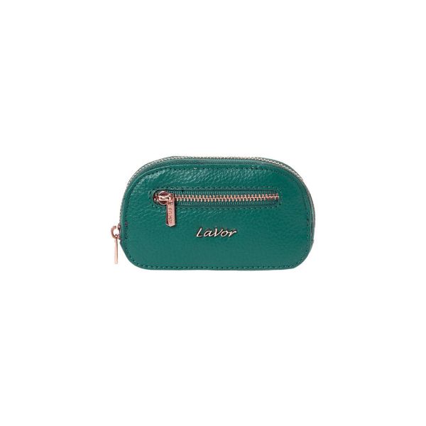 Women's  Horizontal Leather Coins Pouch - Key Holder LaVor 6095 Petrol