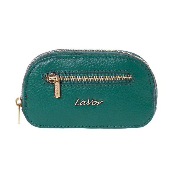 Women's  Horizontal Leather Coins Pouch - Key Holder LaVor 6095 Petrol