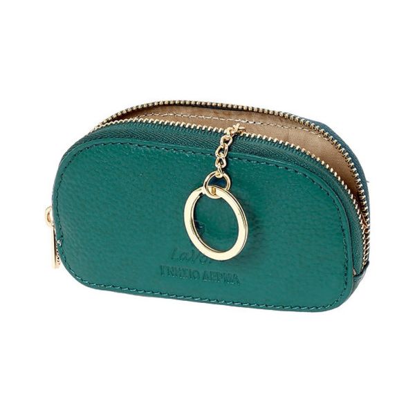Women's  Horizontal Leather Coins Pouch - Key Holder LaVor 6095 Petrol
