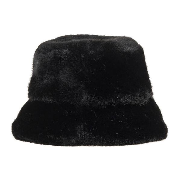 Women's Winter Synthetic Fur Bucket Hat Black