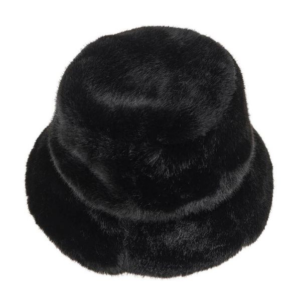 Women's Winter Synthetic Fur Bucket Hat Black