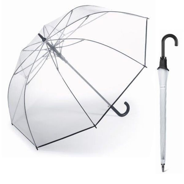 Long Automatic Windproof Transparent Escort Umbrella Happy Rain Golf AC Clear Black