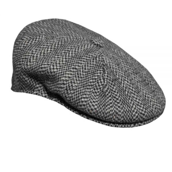 Καπέλο τραγιάσκα χειμερινό μαύρο Kangol Herringbone 504 Cap