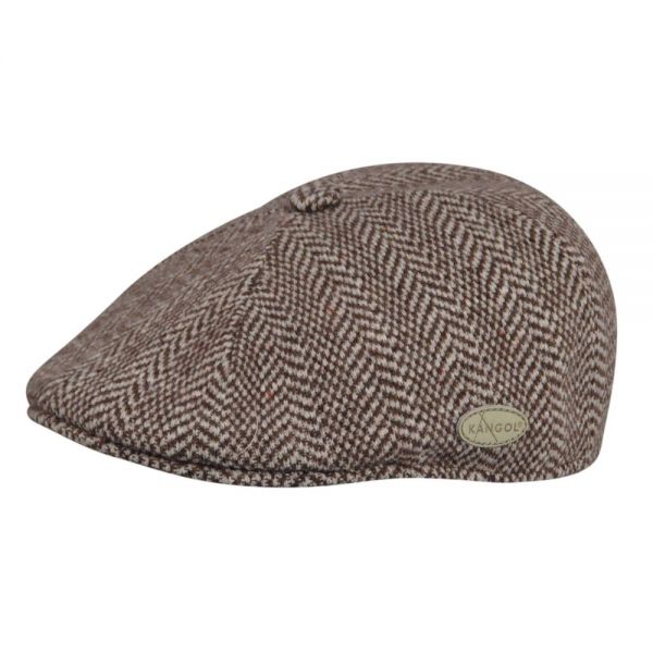 Καπέλο τραγιάσκα χειμερινό καφέ Kangol Herringbone 507 Cap