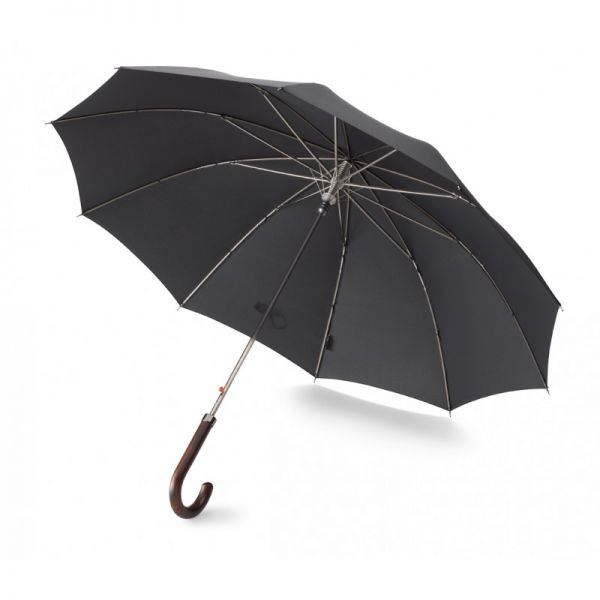 Long Automatic Umbrella With Wooden Handle Knirps AC Black