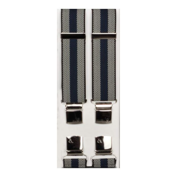 Adjustable Suspenders Victoria 36 mm Fishbone Stripes Blue