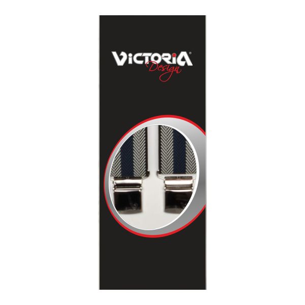 Adjustable Suspenders Victoria 36 mm Fishbone Stripes Blue