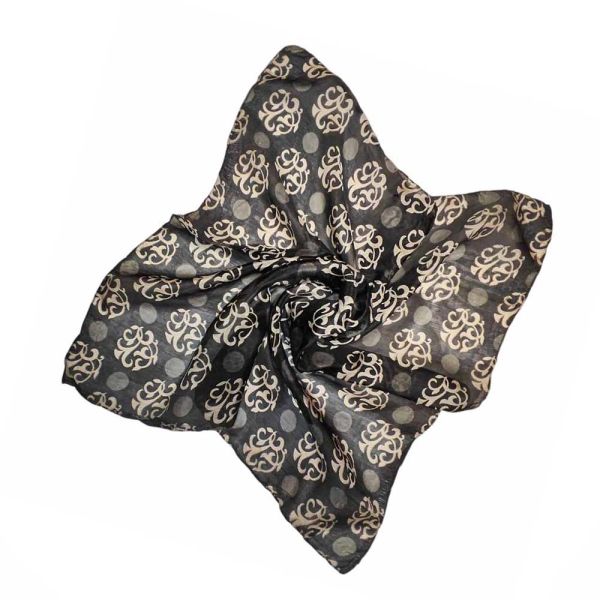 Women's Silk Square Printed Scarf Black /Grey