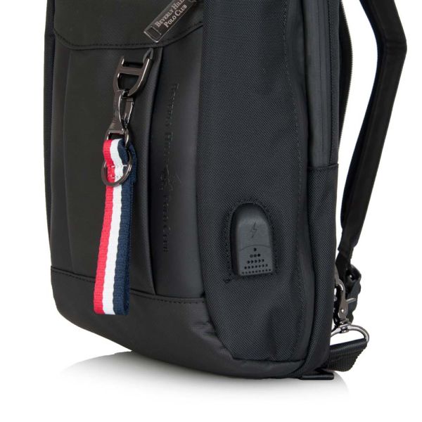 Τσαντάκι χιαστί - πλάτης μαύρο ανδρικό Beverly Hills Polo Club Portland Shoulder Bag BH-1552 Black