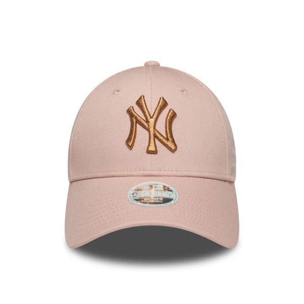Καπέλο τζόκεϊ παστέλ ροζ New York Yankees New Era 9Forty Women's Metallic Logo Pink / Gold
