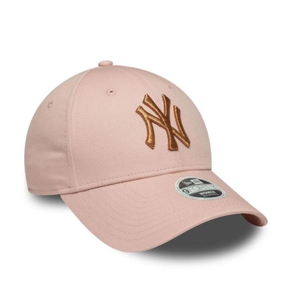 Καπέλο τζόκεϊ παστέλ ροζ New York Yankees New Era 9Forty Women's Metallic Logo Pink / Gold