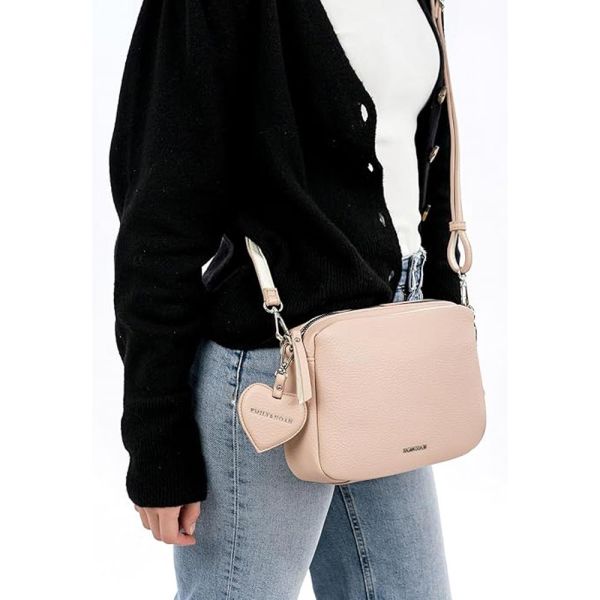 Τσάντα ώμου μεσαία γυναικεία ροζ Emily & Noah Enie Shoulder Bag