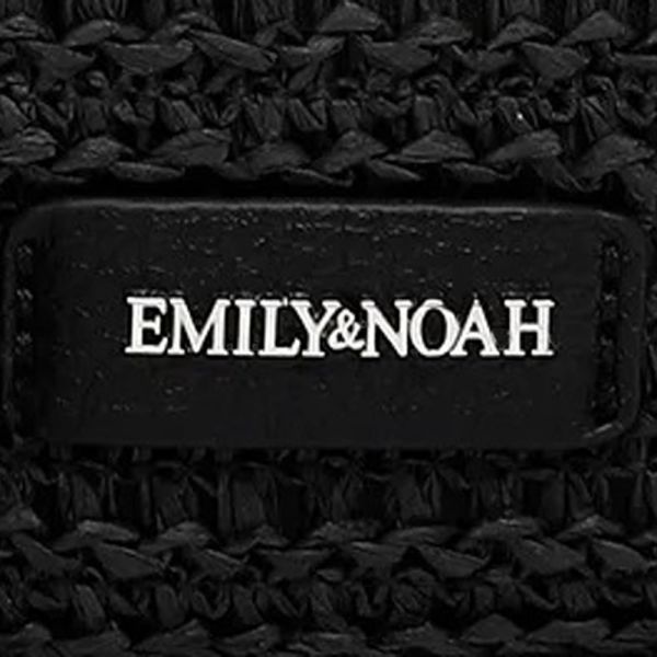 Τσαντάκι γυναικείο χιαστί  ψάθινο μαύρο Emily & Noah Elda