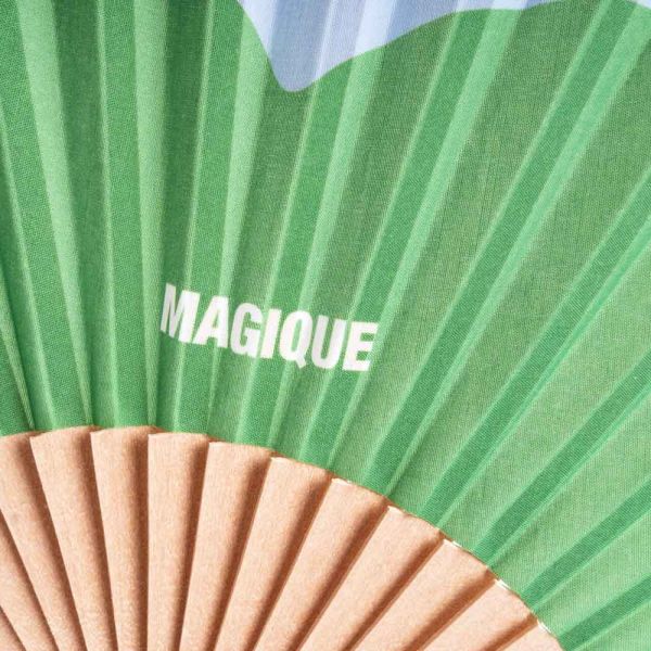 Βεντάλια γυναικεία ξύλινη λουλούδι Helio Ferretti Magique Green