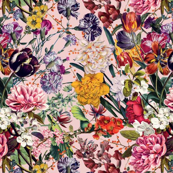 Βεντάλια ξύλινη ροζ με φλοράλ μοτίβο Cedon Flower Greeting
