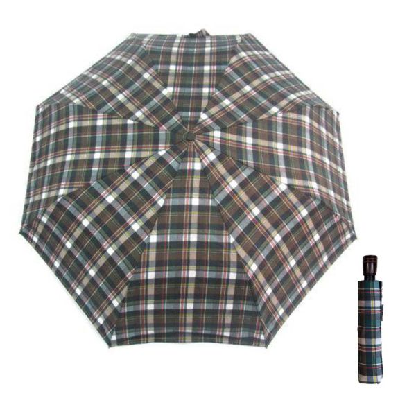 Ομπρέλα αυτόματη σπαστή καρώ Pierre Cardin Delta Automatic Folding Checked Umbrella Green