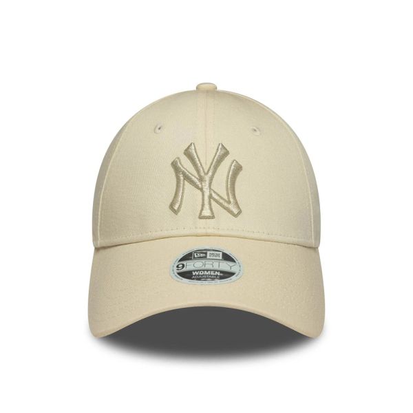 Καπέλο τζόκεϊ γυναικείο εκρού New York Yankees New Era 9Forty Metallic Logo