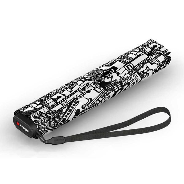 Ομπρέλα mini σπαστή γκρι -μαύρη Knirps US.050 Ultra Light Slim Manual Folding Umbrella Story Black