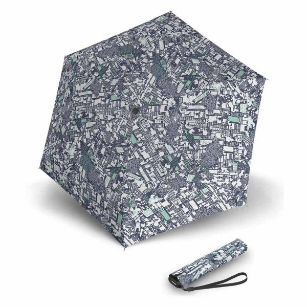 Ομπρέλα mini σπαστή γκρι -μπλε Knirps US.050 Ultra Light Slim Manual Folding Umbrella Story Blue