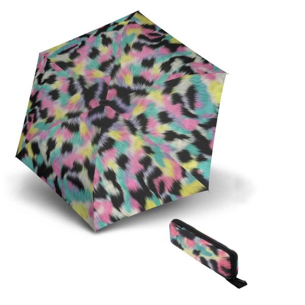Ομπρέλα mini σπαστή πολύχρωμη Knirps X4U Ultra Light Slim Manual Folding Umbrella Furry