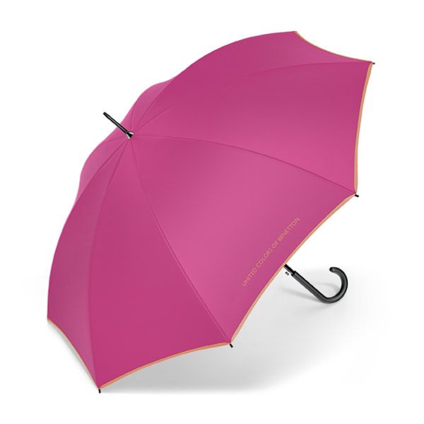 Ομπρέλα μεγάλη αυτόματη φούξια με ρέλι United Colors of Benetton Long Stick Umbrella Innuendo