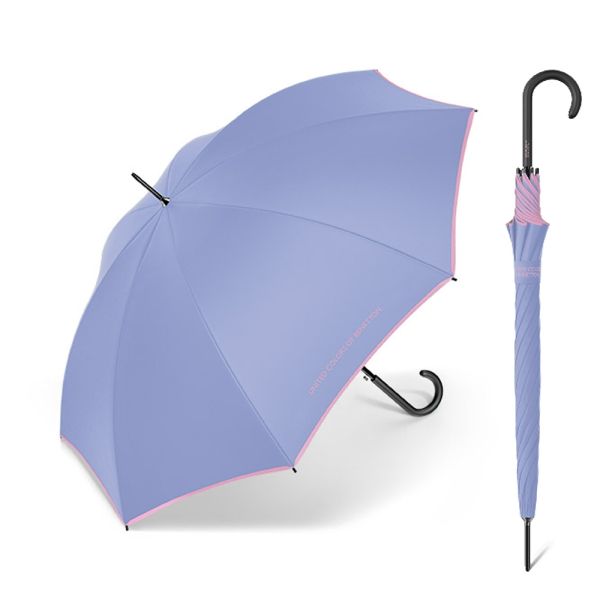 Ομπρέλα μεγάλη αυτόματη σιέλ με ρέλι United Colors of Benetton Long Stick Umbrella Mountain Bluebird