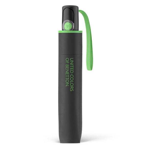 Ομπρέλα σπαστή αυτόματη μαύρη με ρέλι United Colors Of Benetton Mini AC Folding Umbrella Black