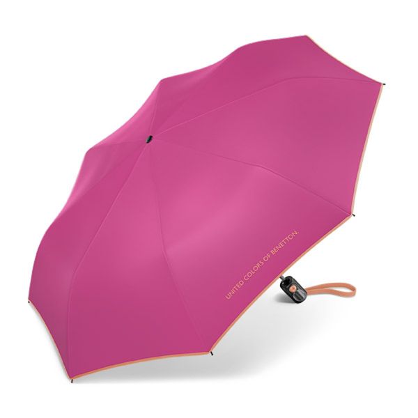 Ομπρέλα σπαστή αυτόματη φούξια με ρέλι United Colors Of Benetton Mini AC Folding Umbrella Innuendo