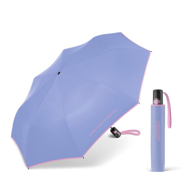 Ομπρέλα σπαστή αυτόματη σιέλ με ρέλι United Colors Of Benetton Mini AC Folding Umbrella Mountain Bluebird