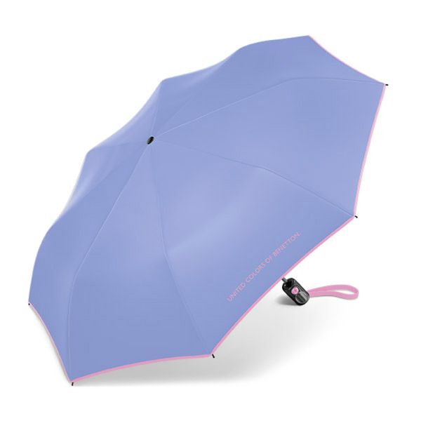 Ομπρέλα σπαστή αυτόματη σιέλ με ρέλι United Colors Of Benetton Mini AC Folding Umbrella Mountain Bluebird