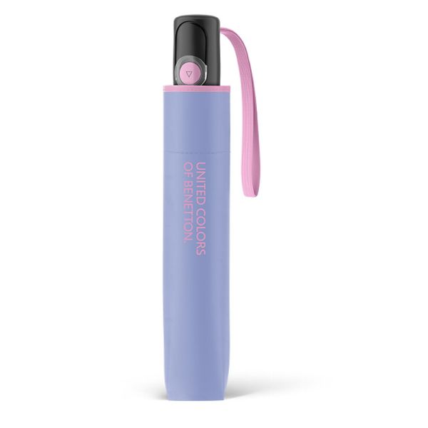 Ομπρέλα σπαστή αυτόματη σιέλ με ρέλι United Colors Of Benetton Mini AC Folding Umbrella Mountain Bluebird