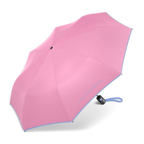 Ομπρέλα σπαστή αυτόματη ροζ με ρέλι United Colors Of Benetton Mini AC Folding Umbrella Rosy Future