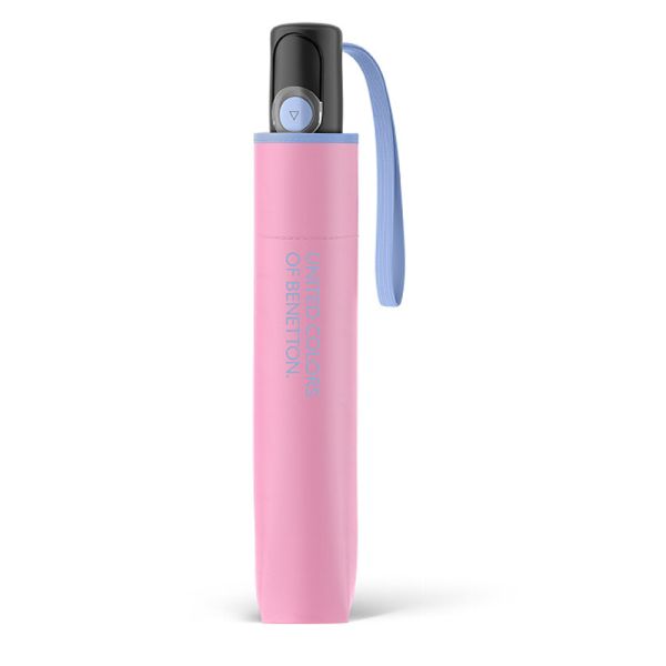 Ομπρέλα σπαστή αυτόματη ροζ με ρέλι United Colors Of Benetton Mini AC Folding Umbrella Rosy Future