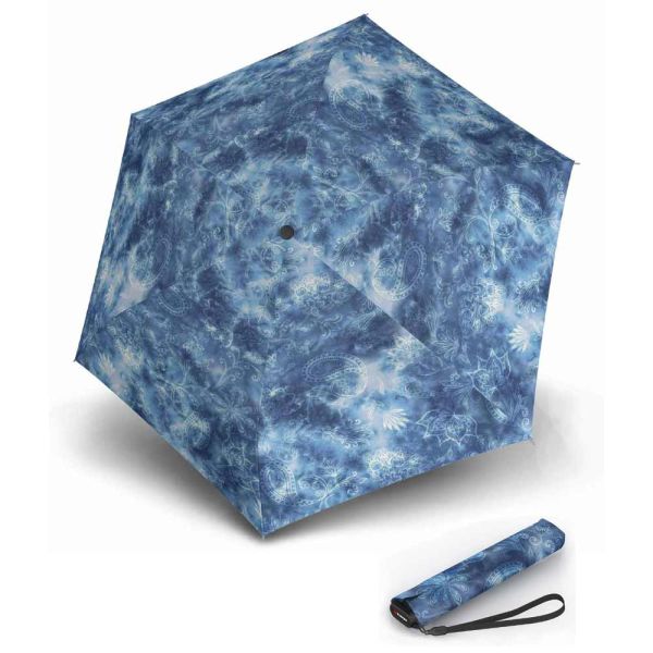 Ομπρέλα mini σπαστή λαχούρια μπλε Knirps US.050 Ultra Light Slim Manual Folding Umbrella Paisley Blue