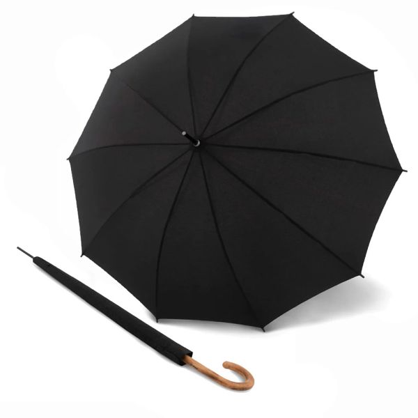 Ομπρέλα μεγάλη αυτόματη μαύρη με ξύλινη λαβή Knirps A.771 Stick Long AC Black
