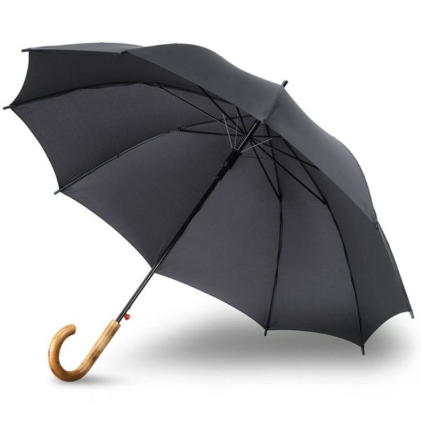 Ομπρέλα μεγάλη αυτόματη μαύρη με ξύλινη λαβή Knirps A.771 Stick Long AC Black