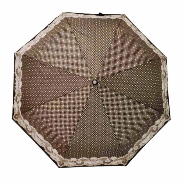 Ομπρέλα γυναικεία αυτόματη σπαστή καφέ Pierre Cardin Automatic Folding Umbrella Lace Brown