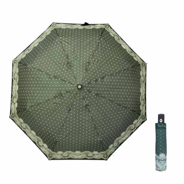 Ομπρέλα γυναικεία αυτόματη σπαστή πράσινη Pierre Cardin Automatic Folding Umbrella Lace Forest Green