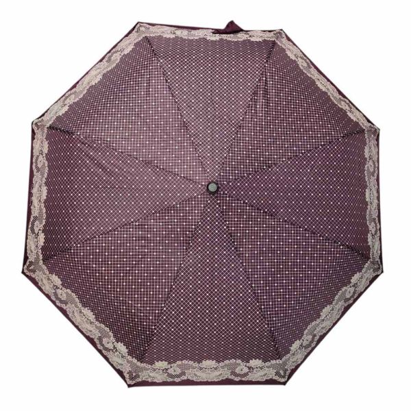 Ομπρέλα γυναικεία αυτόματη σπαστή μωβ Pierre Cardin Automatic Folding Umbrella Lace Purple