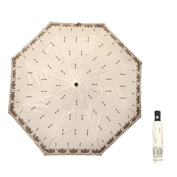 Ομπρέλα γυναικεία αυτόματη σπαστή εκρού Pierre Cardin Automatic Folding Umbrella Arabesque