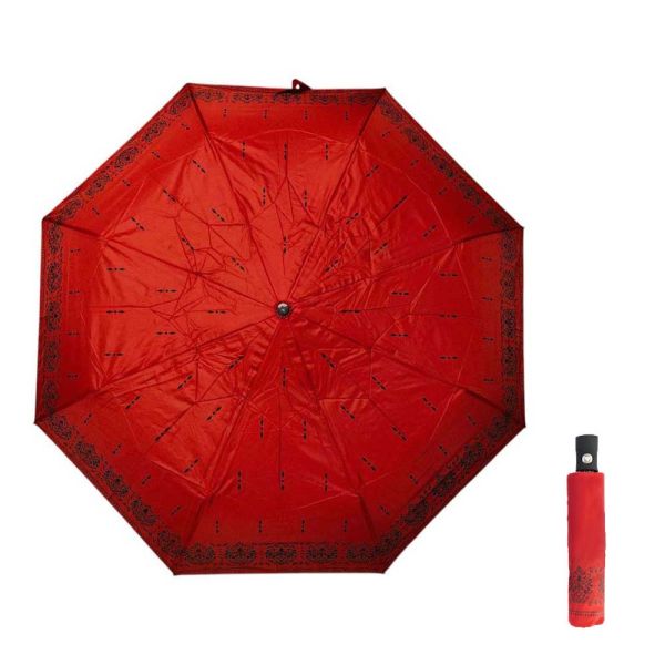 Ομπρέλα γυναικεία αυτόματη σπαστή κόκκινη Pierre Cardin Automatic Folding Umbrella Arabesque