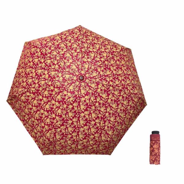 Ομπρέλα γυναικεία mini σπαστή χειροκίνητη φλοράλ κόκκινη Pierre Cardin PC-7235