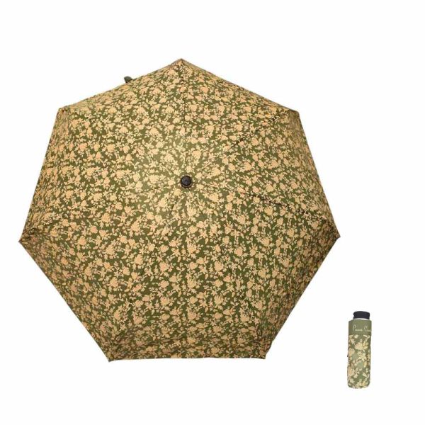 Ομπρέλα γυναικεία mini σπαστή χειροκίνητη φλοράλ πράσινη Pierre Cardin PC-7235