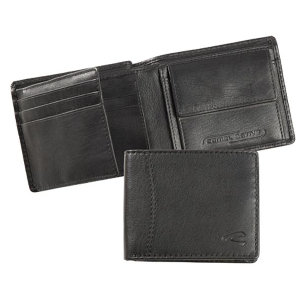 Πορτοφόλι δερμάτινο μικρό οριζόντιο μαύρο Camel Active Cordoba Wallet Black