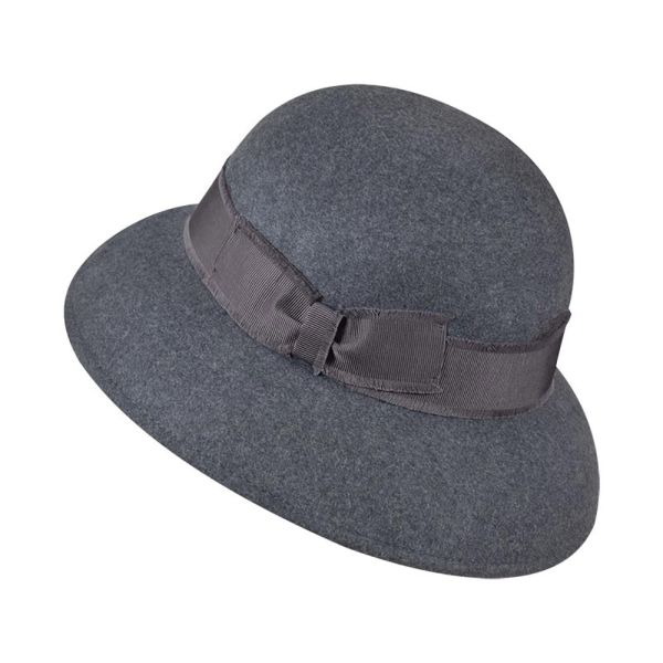 Καπέλο γυναικείο χειμερινό μάλλινο με φιόγκο γκρι