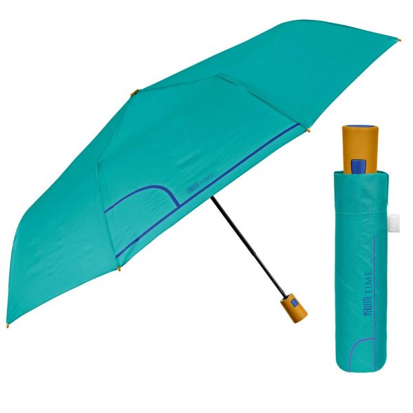 Ομπρέλα σπαστή μονόχρωμη αυτόματη σιέλ Perletti Time